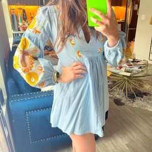 Zara Embroidered Gingham Dress